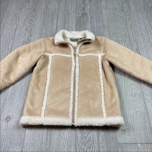L.L. BEAN Tan Sherpa Lined Penny Lane Zip Coat